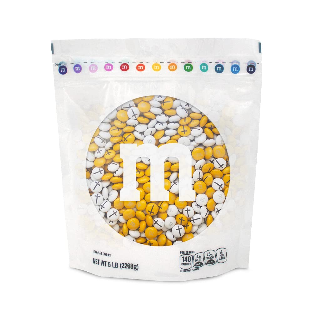 5lb Bulk M&M's Milk Chocolate Candy with Printed Cross Clipart - Perfect for Baptism, Christening Gifts, First Communion, Confirmation Party Favors & Decorations | Religious Ceremony Treats for Church Events & Christian Celebrations