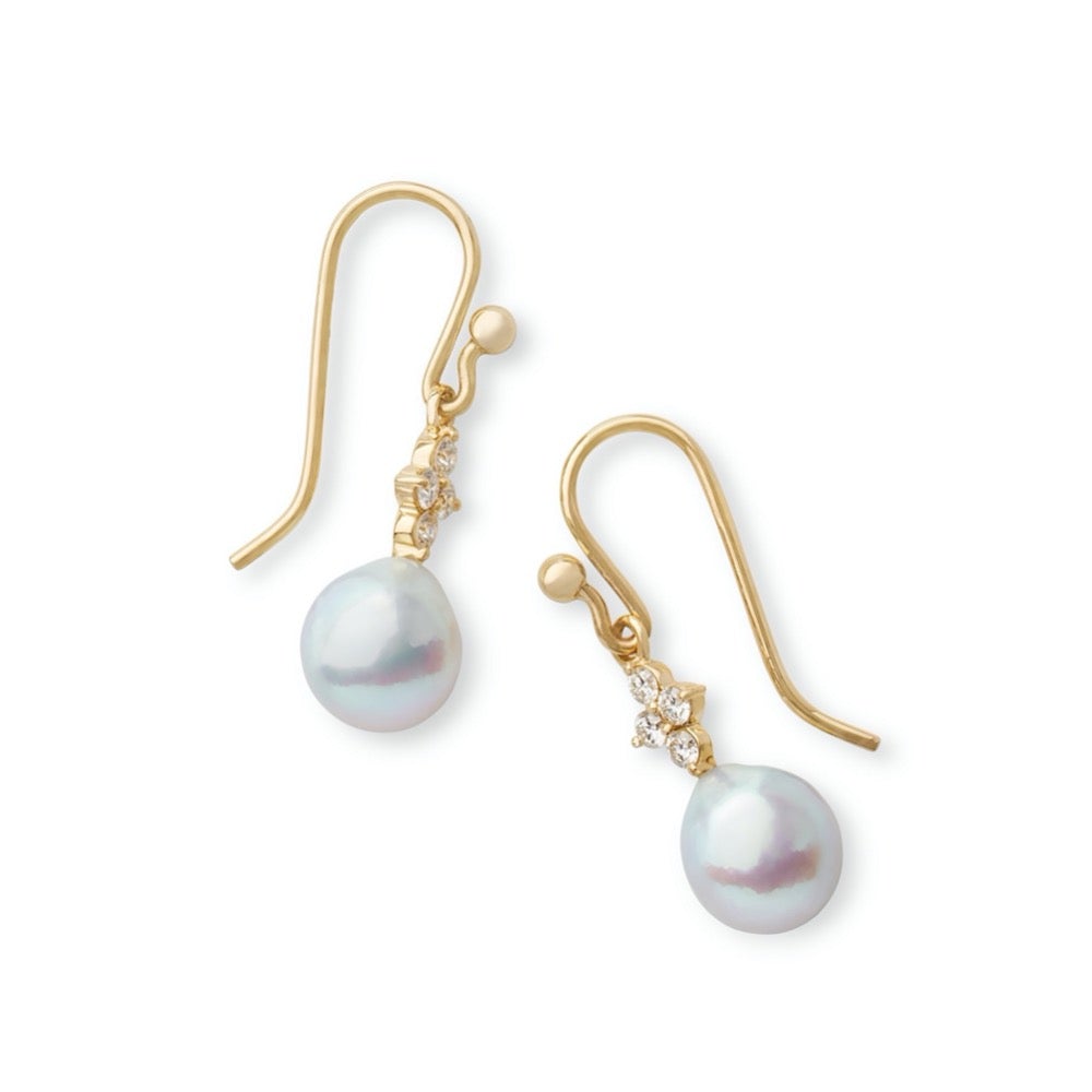 Exquisite Belgravia Blue Akoya Pearl & Diamond Earrings – Elegant Jewelry for Weddings, Parties & Special Occasions