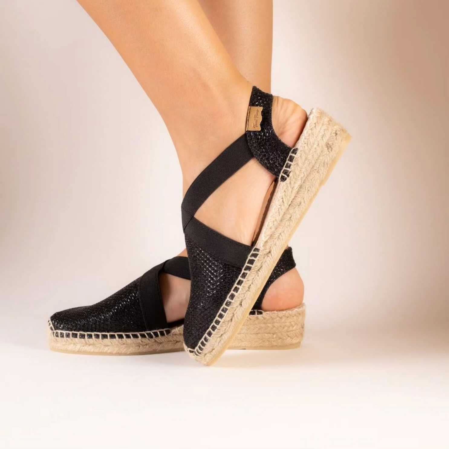 Women's Metallic Cotton Blend Wedge Espadrille Sandals - Velino S | Comfortable Summer Shoes for Beach, Vacation & Casual Outings