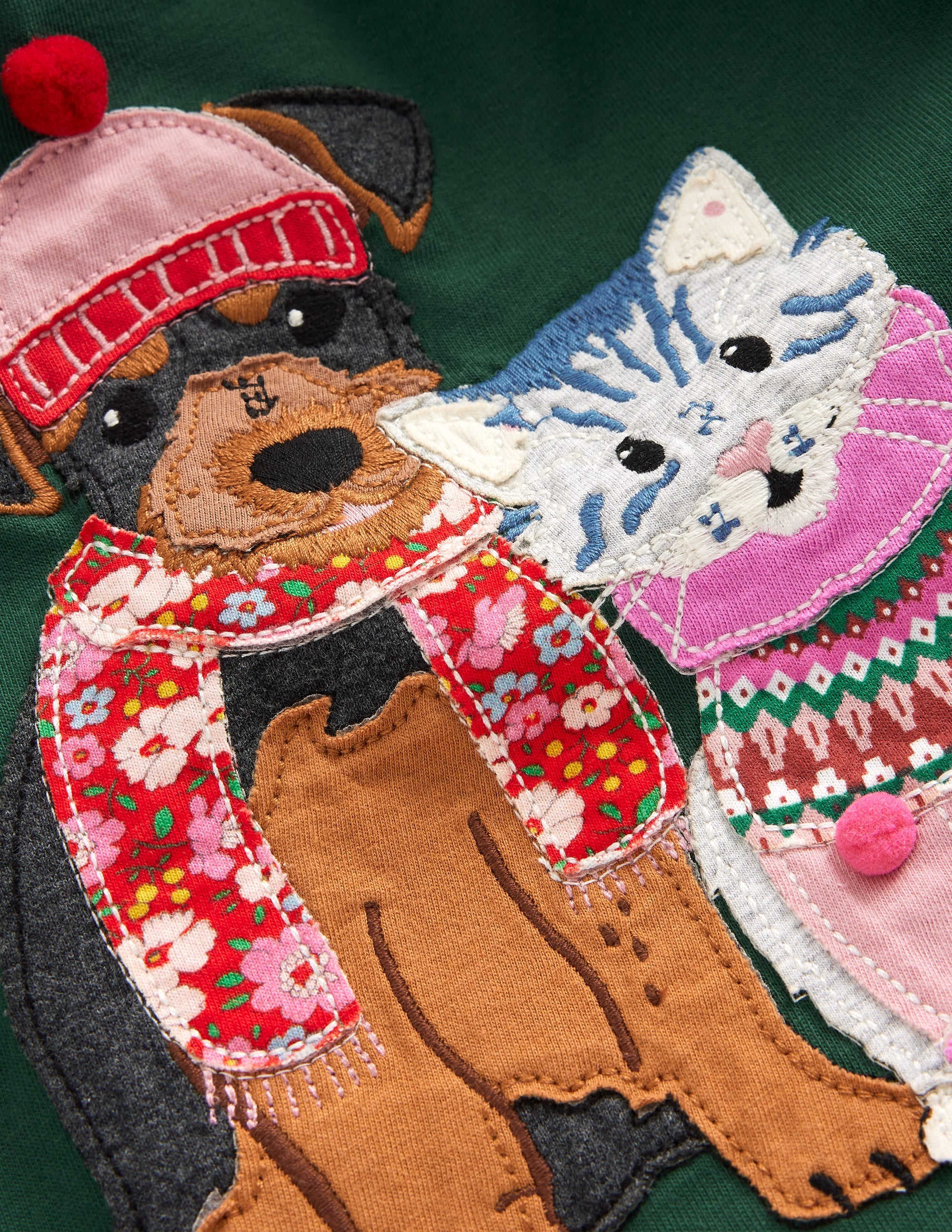 Stylish Appliqué Long Sleeve Top in Jewel Green - Perfect for Winter Friends Gatherings & Holiday Parties
