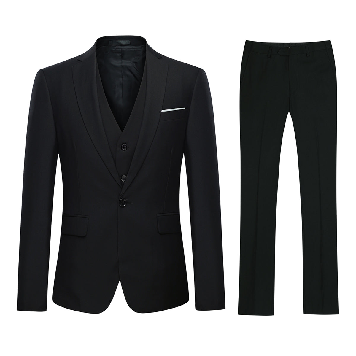 3 Piece Classic One Button Marron Black Suit for Men - Formal Business Attire & Wedding Outfit - Premium Wool Blend Tailored Fit Suit Set for Office, Interviews & Special Occasions