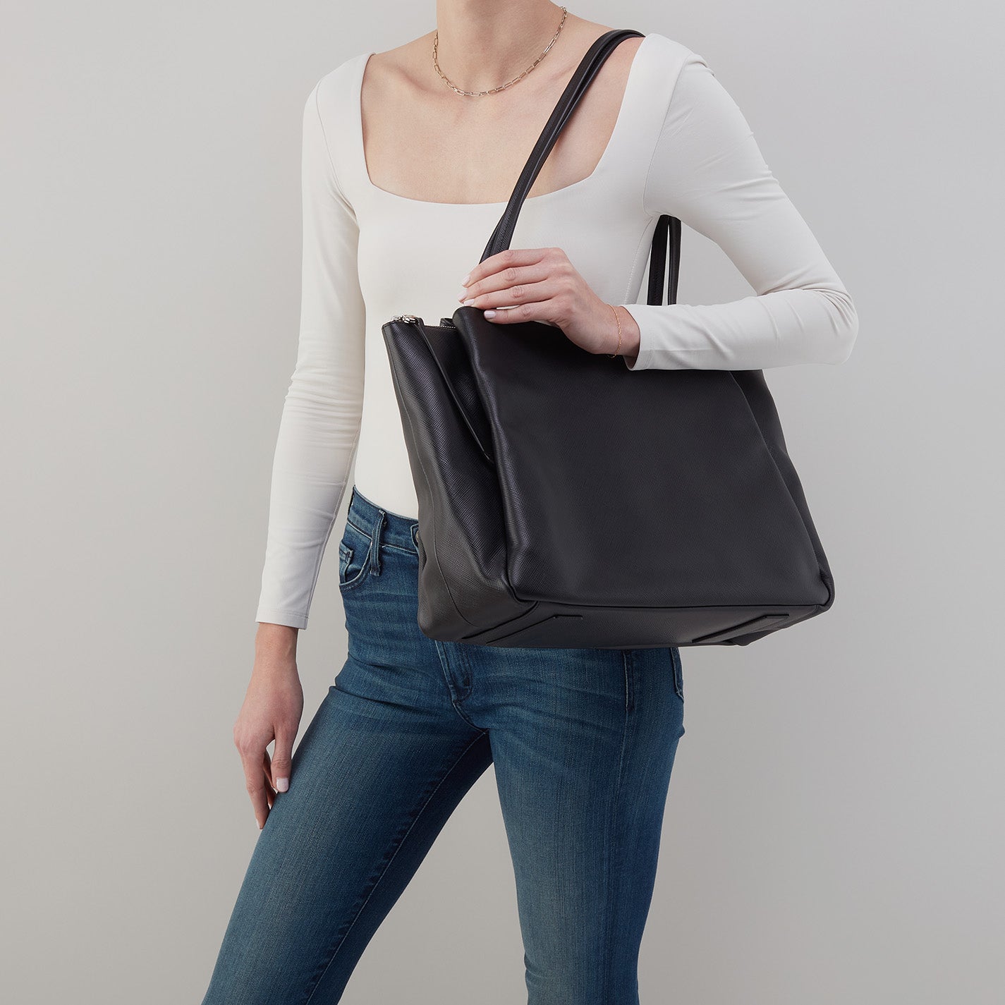Premium Large Tote Bag in Soft Saffiano Leather - Black | Stylish Work Bag, Travel Tote & Everyday Carryall for Women