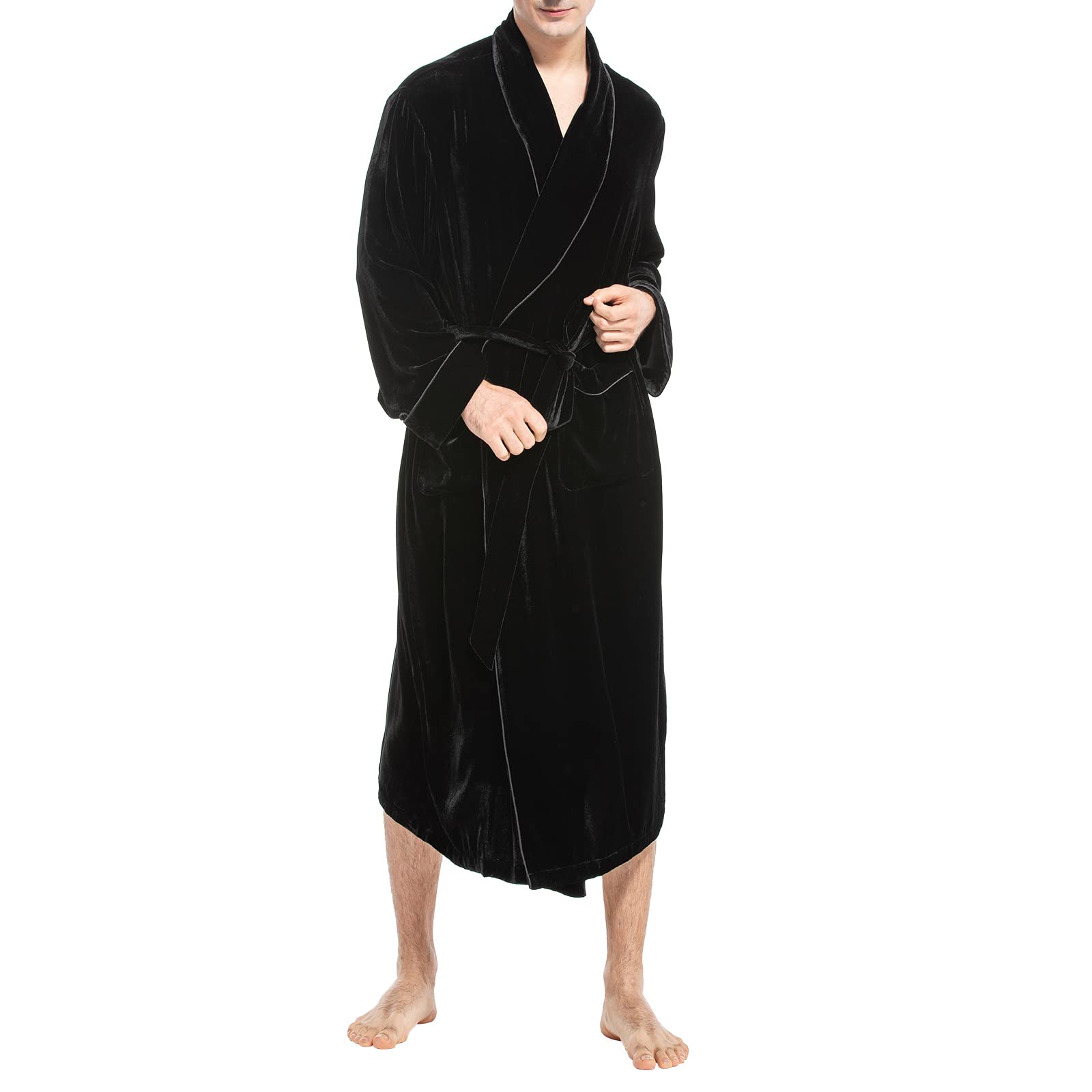 Luxury Men's Silk Velvet Robe - Soft Bathrobe & Nightgown for Autumn/Winter - Perfect for Spa, Lounge & Home Relaxation