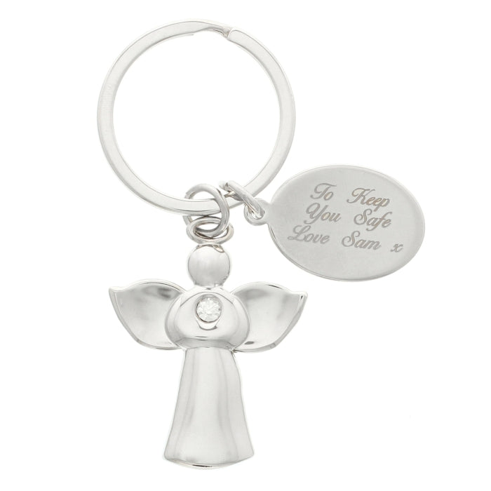 Personalized Silver Plated Angel Message Keychain - Inspirational Gift for Women, Birthday, Christmas, Graduation - Perfect for Keys, Purses & Gift Giving