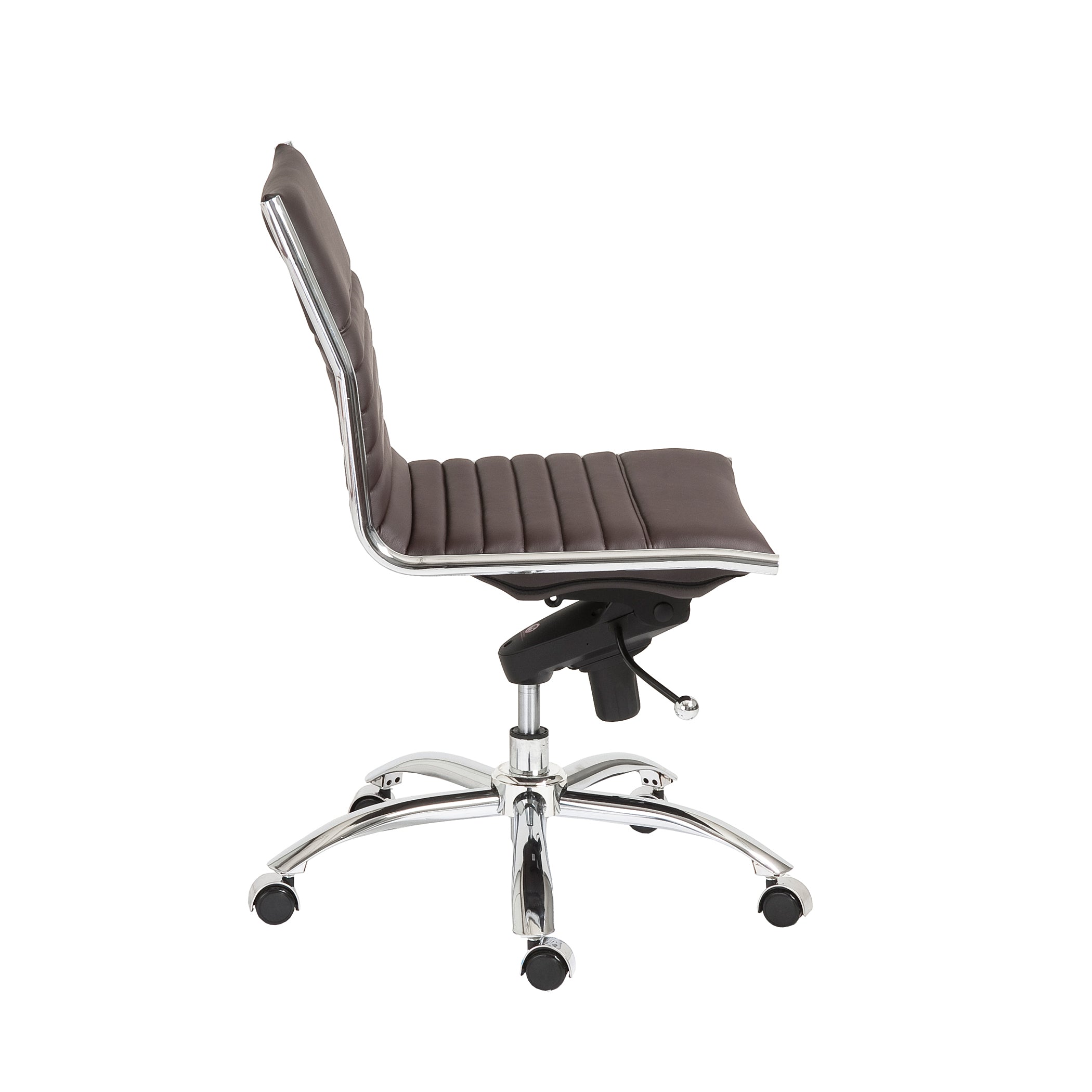 Euro Style Dirk Low Back Office Chair - Armless Ergonomic Design with Chrome Steel Base for Home, Office & Workspace Comfort