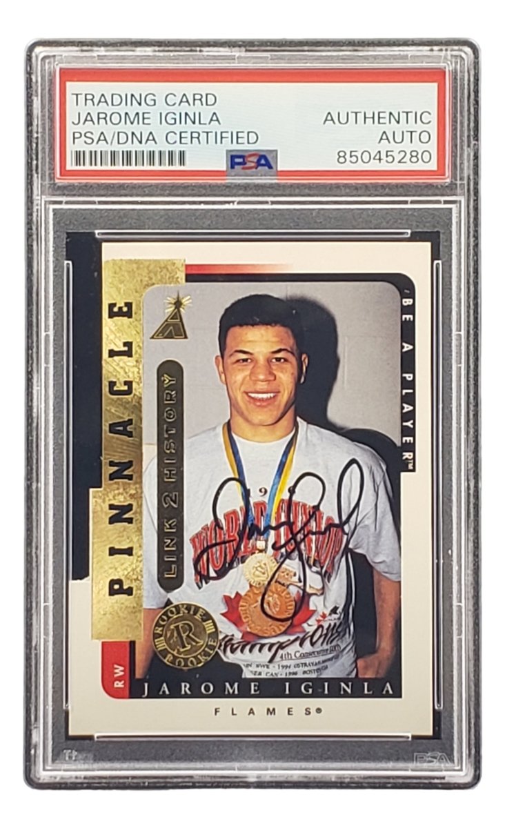 Authentic Jarome Iginla Signed 1997 Pinnacle #LTH 1A Calgary Flames Hockey Card - PSA/DNA Certified - Collectible Memorabilia for Hockey Fans & Sports Card Enthusiasts - Perfect for Display, Investment & Gifting