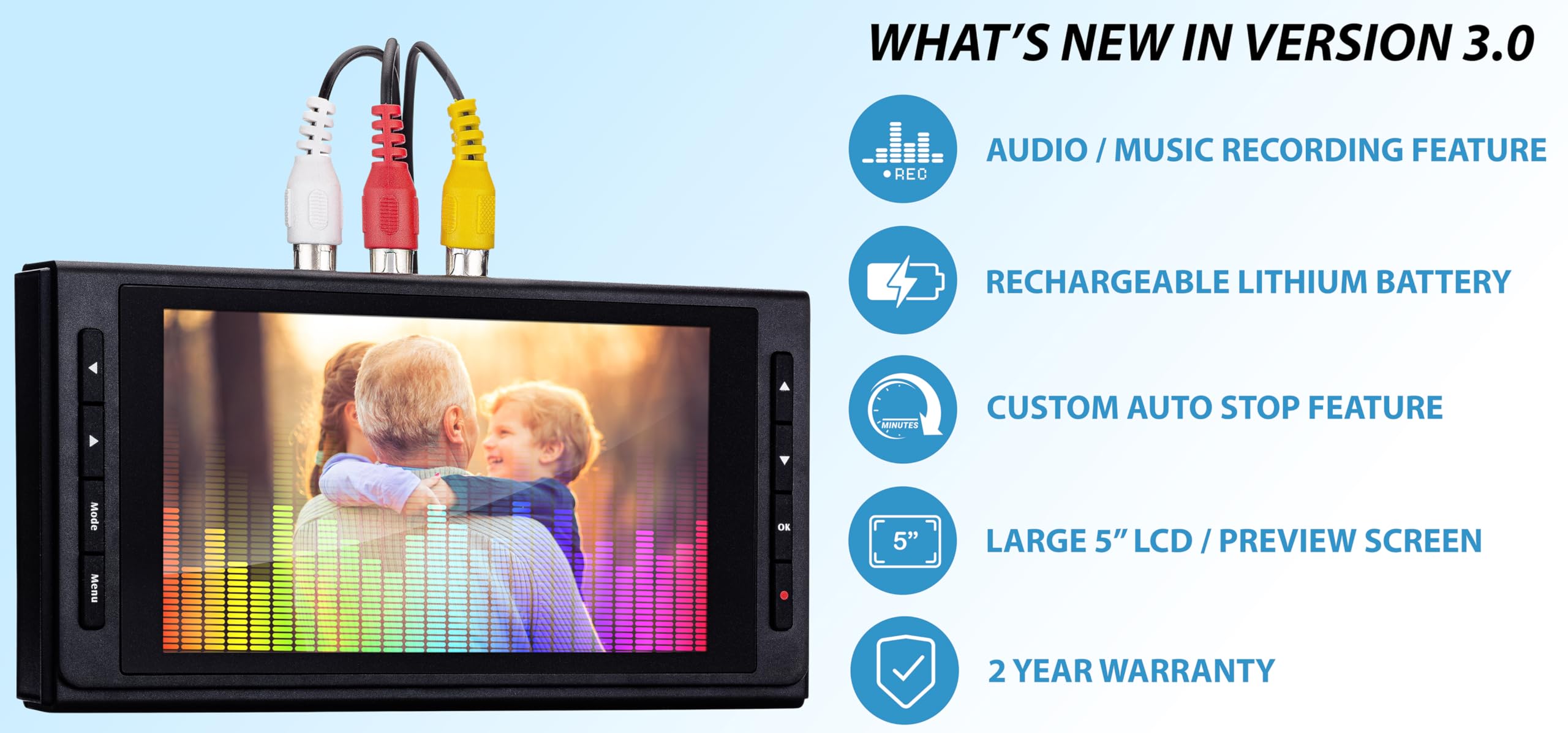 ClearClick Video to Digital Converter 3.0 - Convert VHS to Digital, Transfer VCR, Hi8, Camcorder, DVD, RCA, AV & Cassette Tapes to MP4 - Perfect for Home Movies, Archiving & Digitizing Old Media