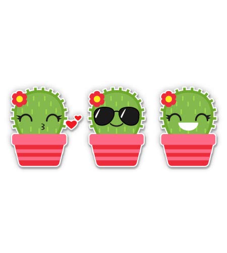 3-Pack Adorable Mini Cactus Vinyl Stickers - 1.3