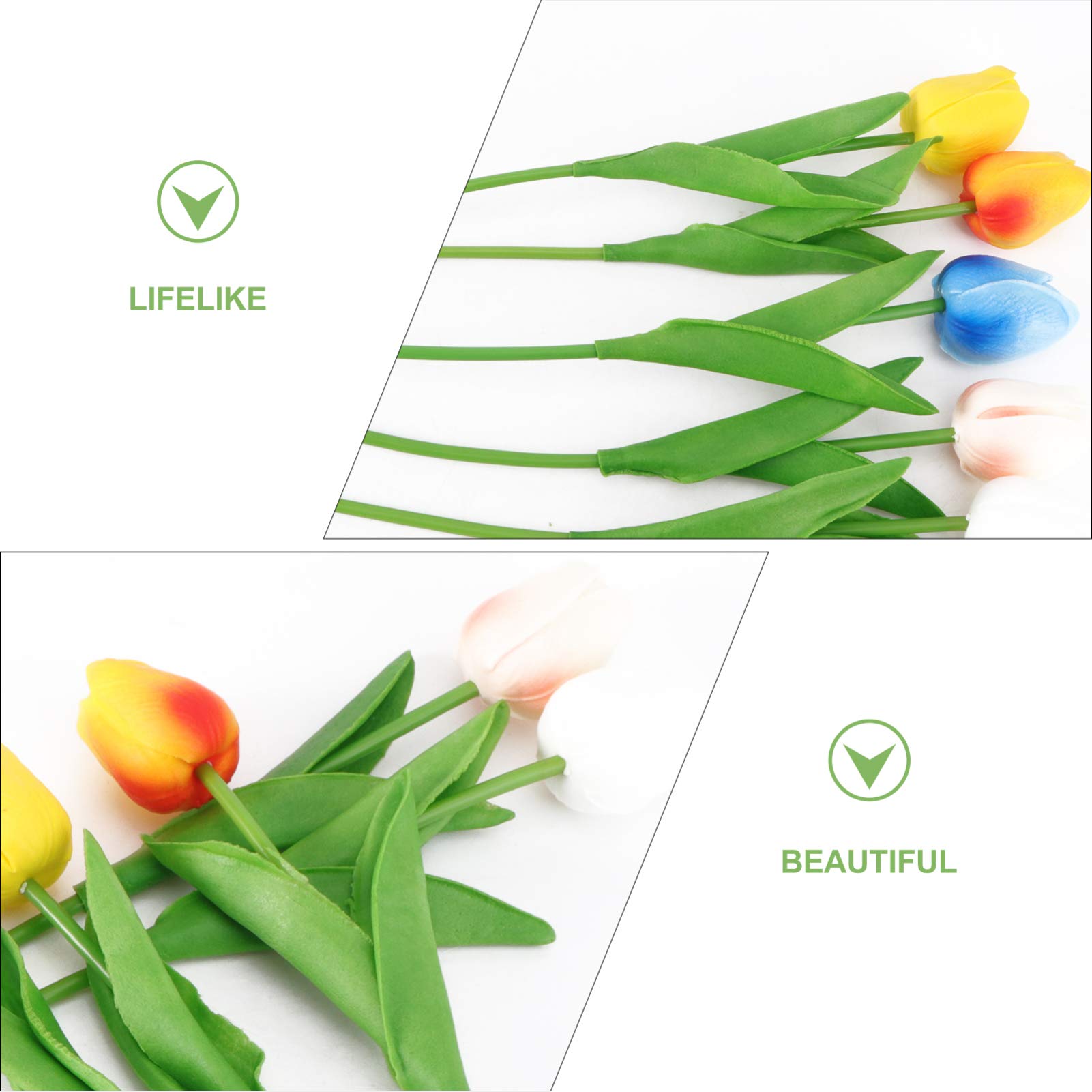 5pcs Artificial Tulip Flowers - Realistic Plastic Silk Tulip Bouquet for Home Decor, Fake Holland Tulips for Vase Arrangement, Wedding Centerpieces & Spring Table Decor