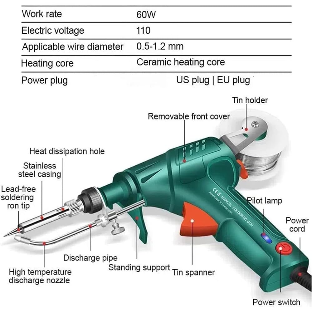 60W Multi-Function Soldering Iron Kit with 5-Piece Accessories - Professional External Heating Soldering Gun for Electronics Repair, Welding & DIY Projects - Perfect for Home, Workshop & Circuit Board Fixing