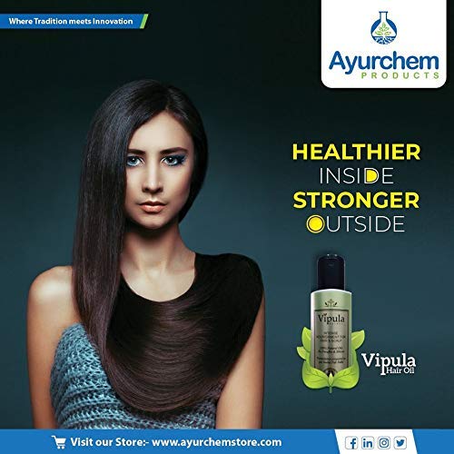 Vipula Ayurvedic Herbal Hair Oil for Stronger, Longer & Thicker Hair Growth - 100% Natural with Coconut, Amla & Bhringraj - Promotes 2X Faster Growth & Repairs Damaged Hair - 2x100ml Bottles - Perfect for Daily Hair Care, Scalp Massage & Split End Treatment
