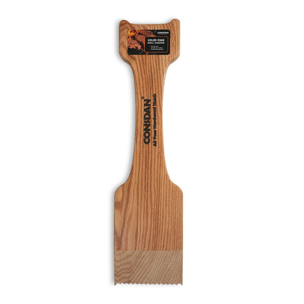Premium Oak Wood Grill Scraper - Bristle-Free BBQ Grill Brush for Outdoor Grilling, Safe Grill Grate Cleaner - Perfect for Backyard BBQs, Camping & Tailgating