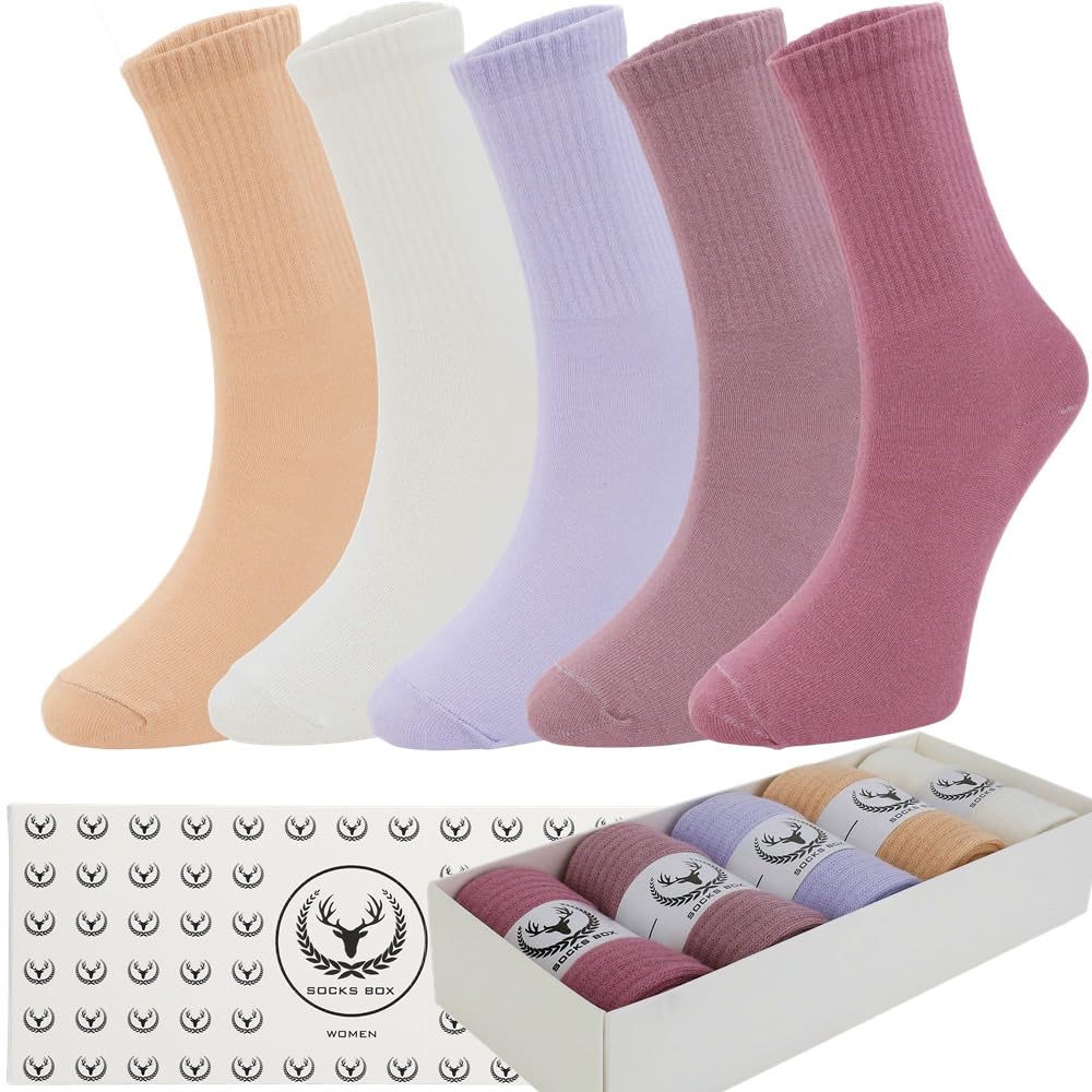 Women's Cotton Crew Socks - 3/5/10/15 Pack Soft Comfortable Everyday Socks for Work, Gym & Casual Wear