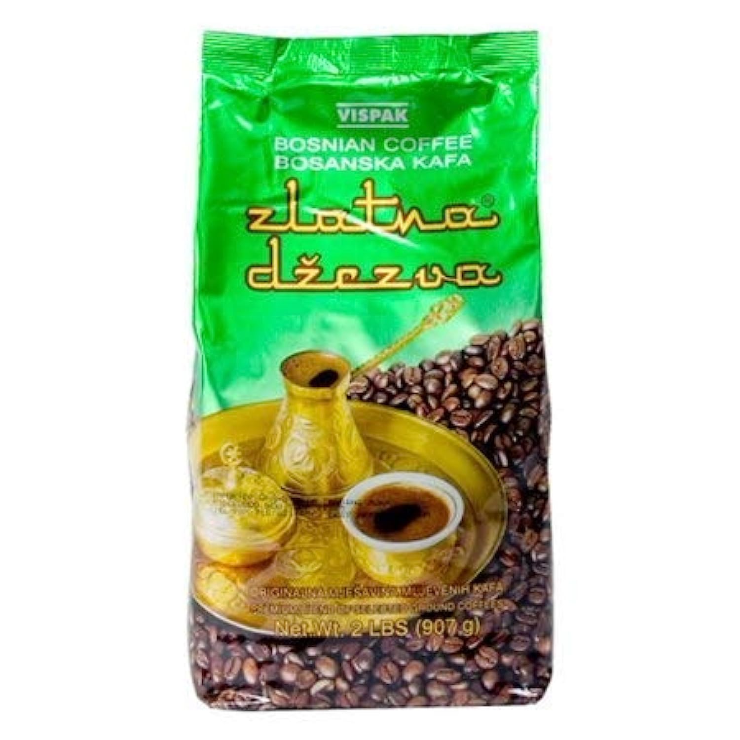Vispak Golden Dzezva Ground Coffee - Premium Regular Coffee, 907g (32 oz) for Rich Flavor - Perfect for Morning Brew, Office Use & Gifting