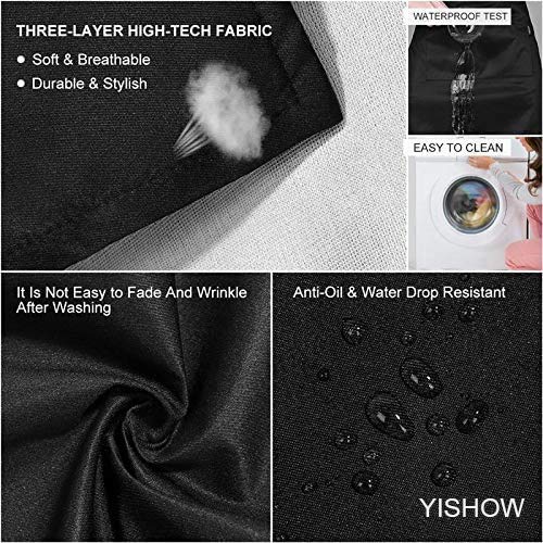YISHOW Adjustable Bib Apron for Cooking & Painting - Washable Unisex Chef Apron for Kitchen, BBQ, Baking & Art - London Style Design