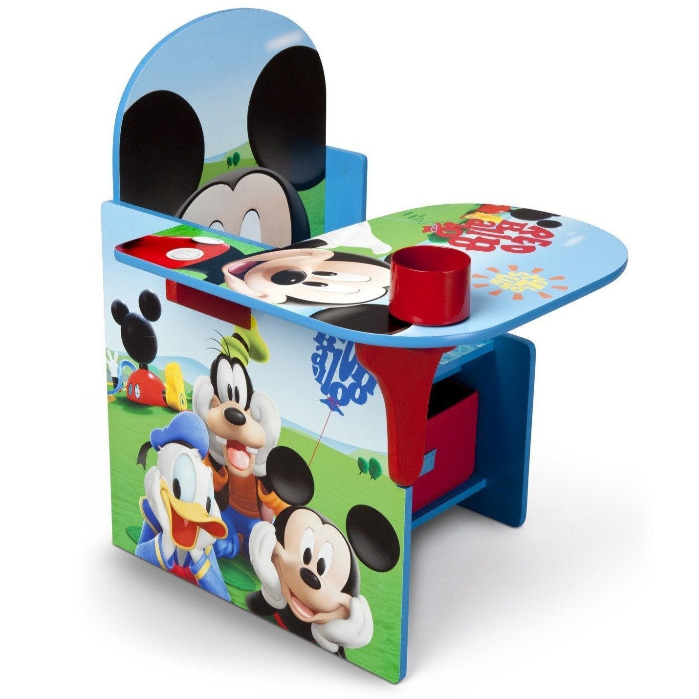 Mickey Mouse Kids Chair with Storage Desk - Study & Play Furniture for Children's Room, Nursery, or Playroom - Perfect for Homework, Drawing, and Organizing Toys