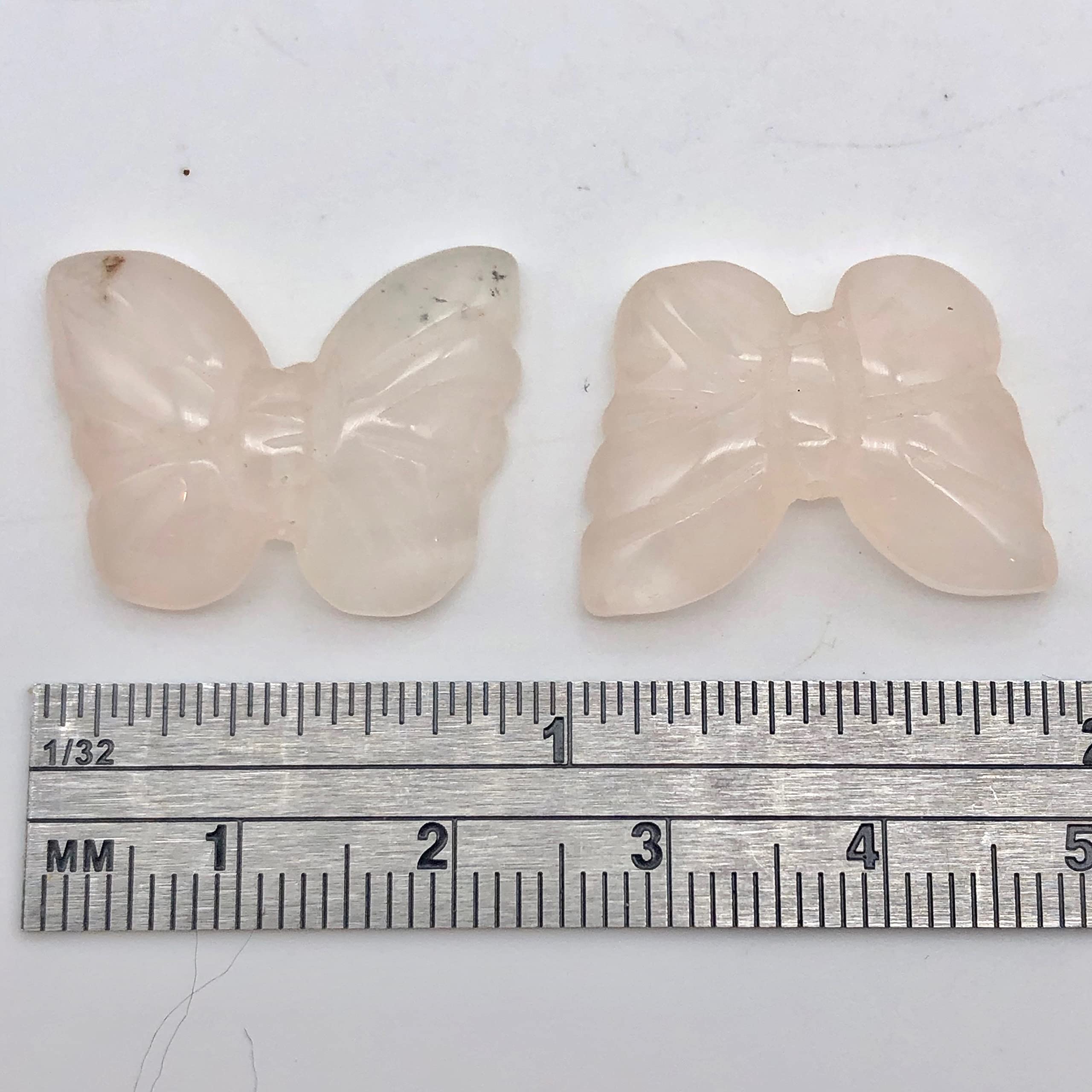 Flutter 2 Carved Rose Quartz Butterfly Beads for Jewelry Making - DIY Bracelets, Necklaces & Craft Projects - Healing Crystal Beads for Spiritual Gifts & Boho Style Accessories