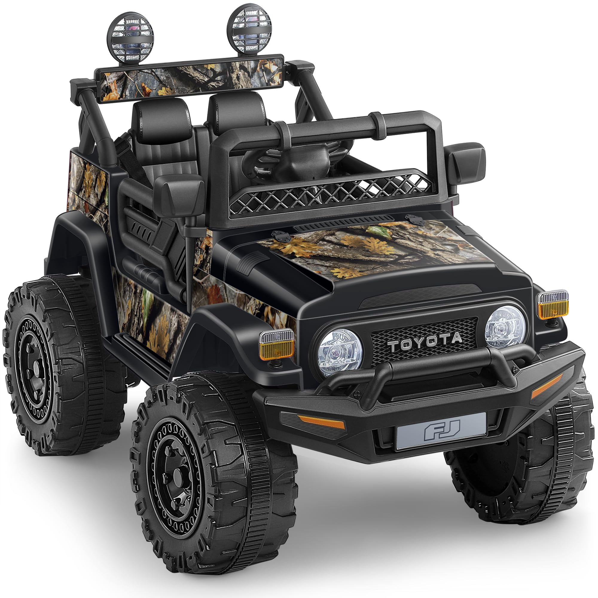 ELEMARA 12V 7AH Kids Ride on Car - Toyota FJ40 Electric Toy Truck with Parent Remote Control, 4.0 MPH, 2WD Off-Road UTV Vehicle, Rechargeable Battery, 3 Speed Modes, 6 LED Lights & Bluetooth - Black | Perfect for Outdoor Play, Backyard Adventures & Birthday Gifts for Boys & Girls Ages 3-8