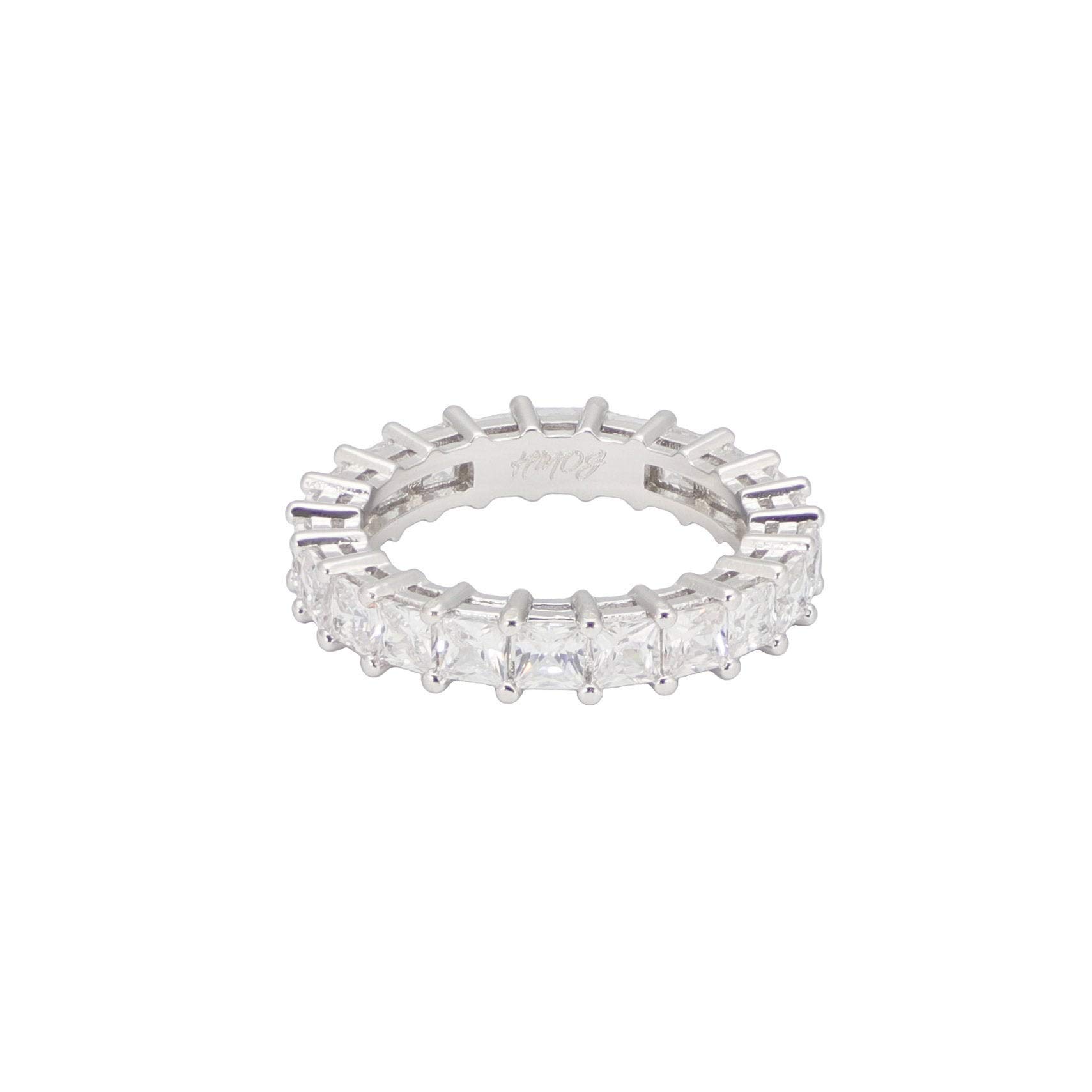 Heart Made of Gold Princess Cut Eternity Ring - Elegant Wedding Band & Stackable Engagement Ring for Women - Perfect for Anniversaries, Proposals & Everyday Wear