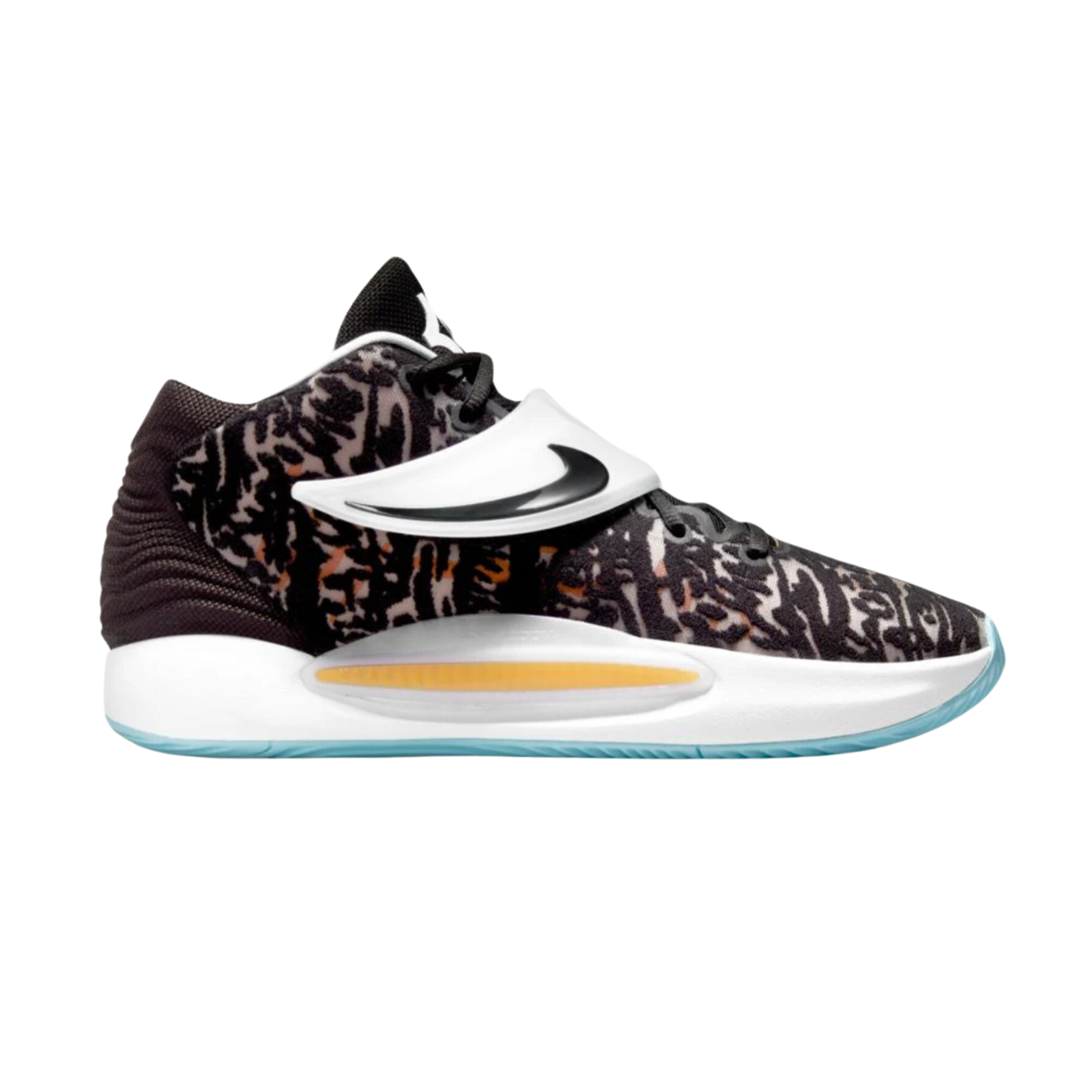 Nike KD 14 Basketball Shoes - Floral Black/White/Light Blue - High-Performance Court Sneakers for Men | Perfect for Indoor & Outdoor Games, Training, and Streetwear Fashion