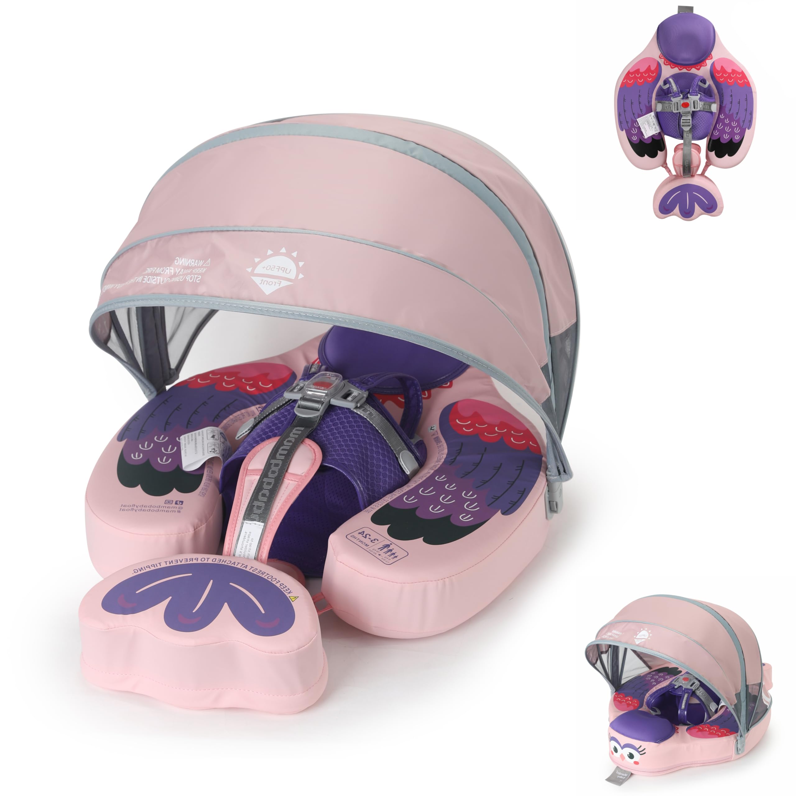 **2025 New Mambobaby Non-Inflatable Baby Swimming Float with 3D Canopy & Tail – Safe, Anti-Flip Design for Infants – Perfect for Pool, Beach & Water Play (Purple)**    *(Use Case: Ideal for parents looking for a secure and stylish float to keep their baby safe and comfortable during pool time, beach trips, or backyard water fun.)*