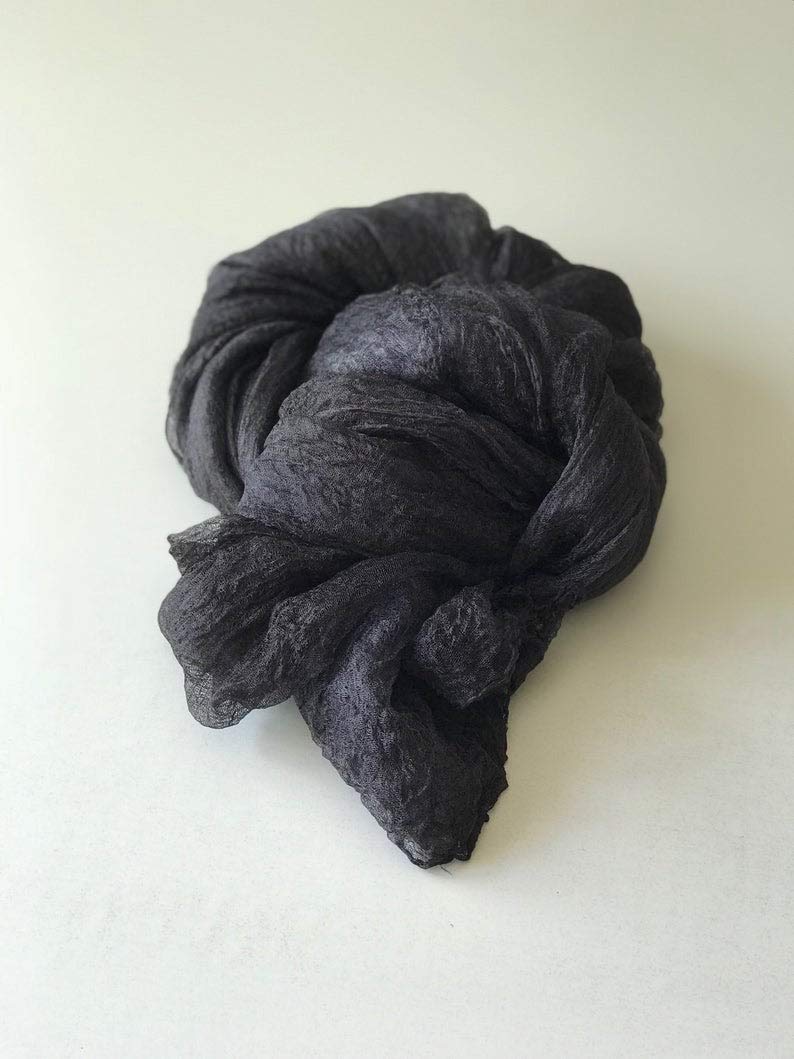 Natural Black Margilan Silk Gauze Fabric for Nuno Felting - Hand Dyed Silk for Scarves, Crafts & Felting Supplies (3 Meters) - Perfect for DIY Projects, Silk Scarves & Textile Art Creations