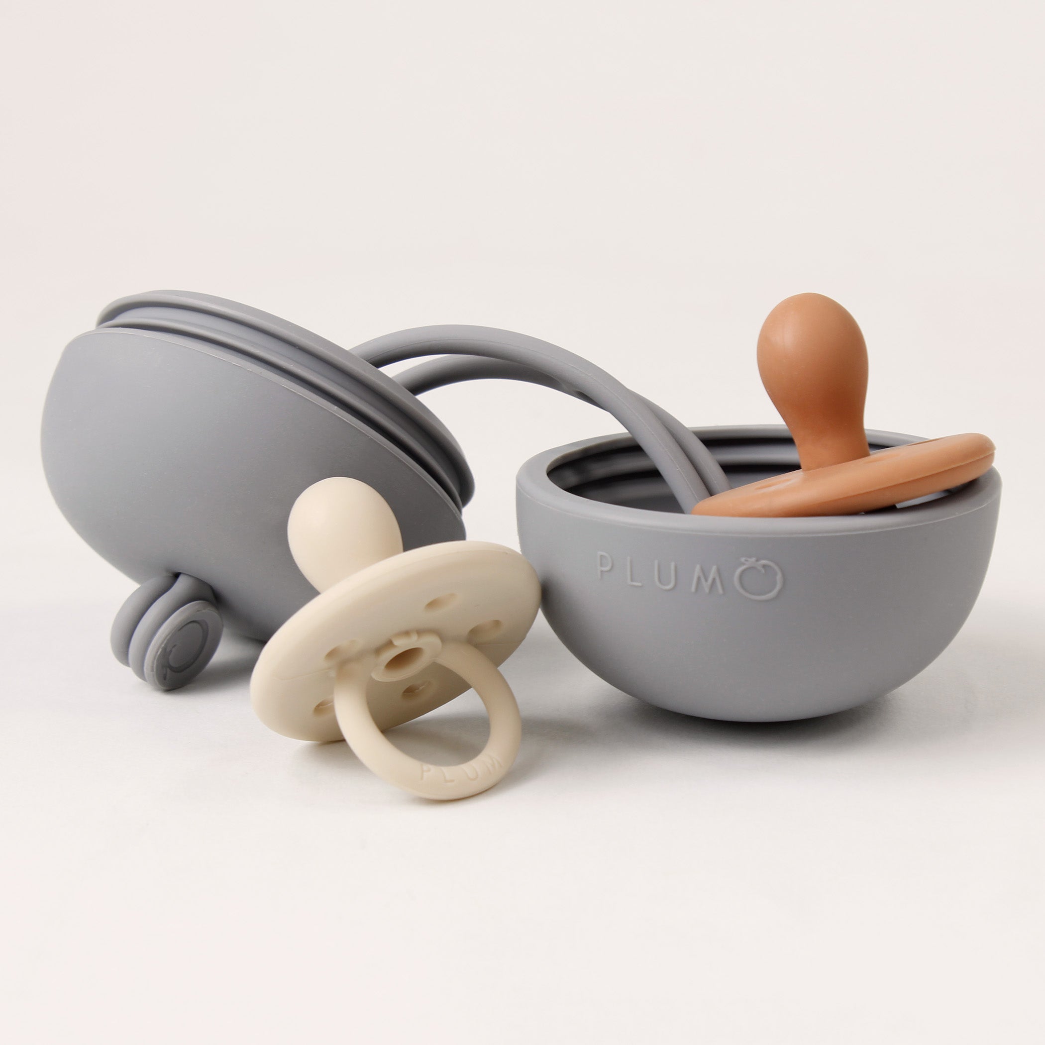 PLUM Soother Pod - Grey Baby Pacifier for Newborns & Infants | Soft, BPA-Free Silicone | Perfect for Soothing, Travel & Sleep