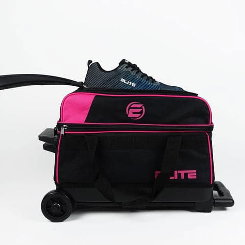 ELITE Professional Pink Double Roller Bowling Bag for Women & Men - Lightweight, Durable Travel Case for Bowling Balls & Accessories - Perfect for League Play, Tournaments & Practice Sessions