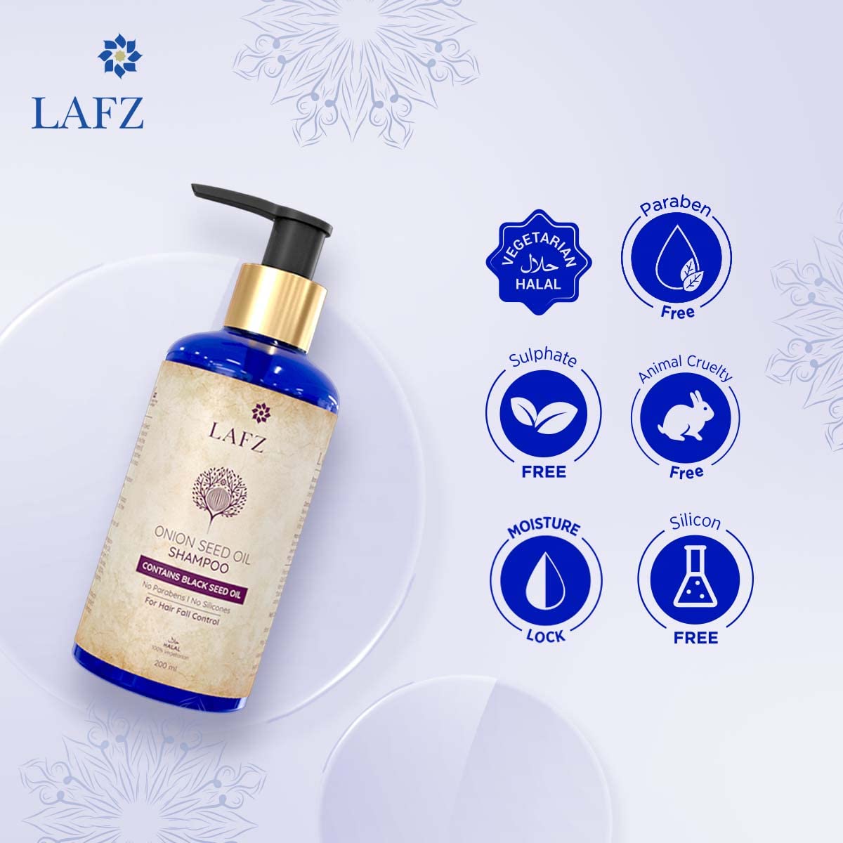 Lafz Onion Seed Oil Shampoo for Hair Fall Control - Red Onion & Black Seed Oil with Vitamin E - 200ml - Promotes Hair Growth & Reduces Breakage for Thicker, Healthier Hair - Ideal for Daily Use & Damaged Hair Repair