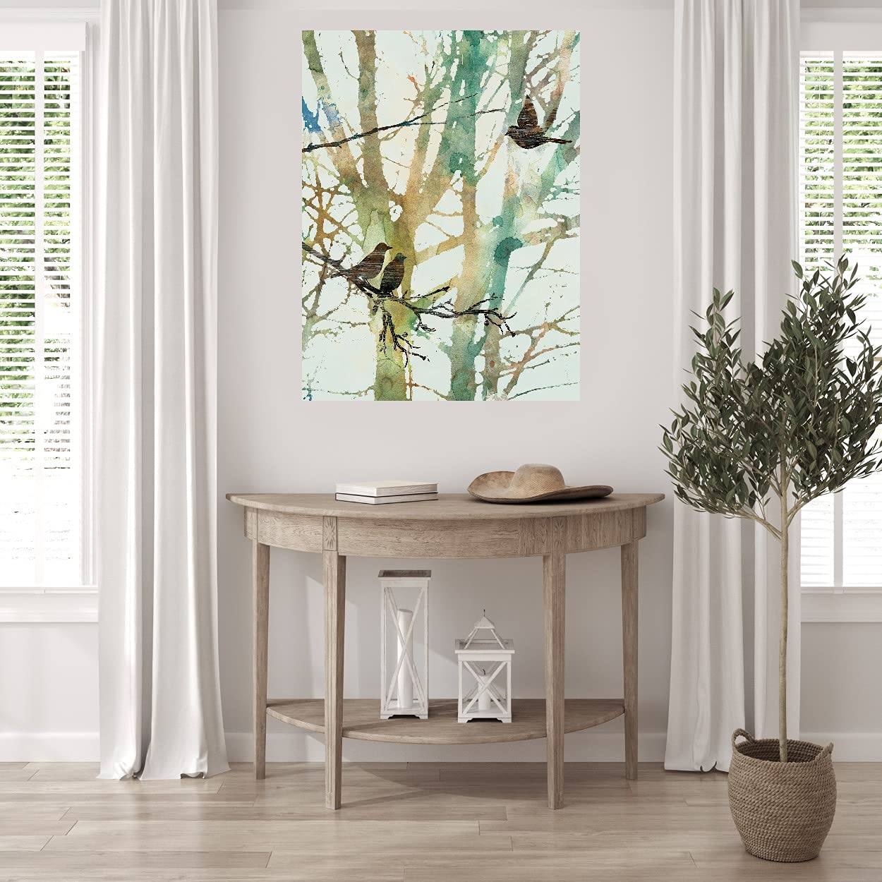 Botanical Birds Fine Art Canvas Wall Decor by Carol Robinson - 42x56 Inches - Ready to Hang for Living Room, Bedroom, Office & More - Nature Inspired Home Décor for Modern Spaces