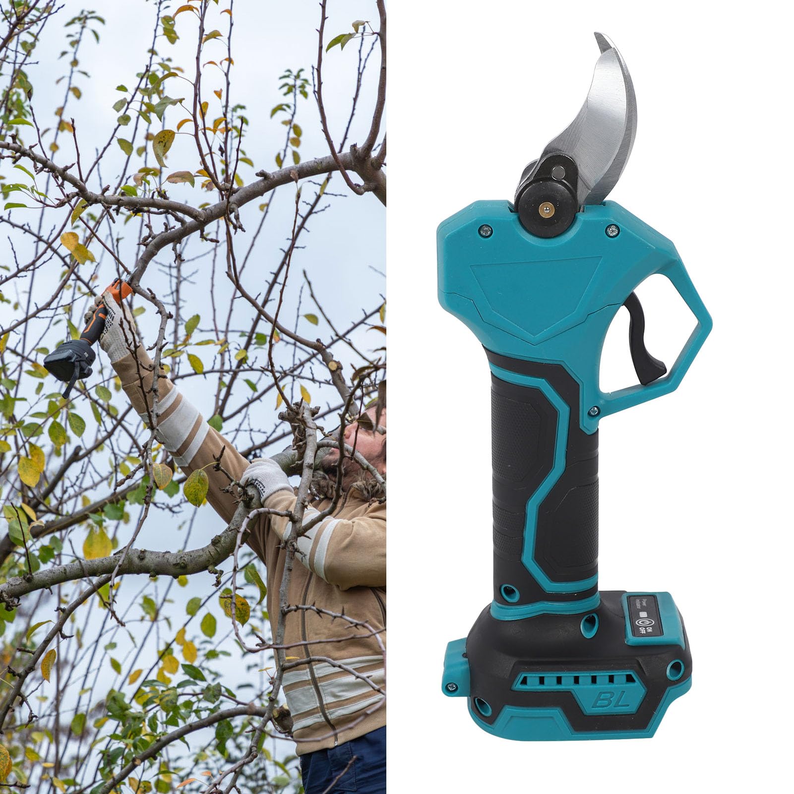 Electric Pruning Shears Cordless with Retractable Extension Pole - SK5 Steel Blade & 4000mAh Battery - Safety Switch for Tree Trimming, Gardening, and Landscaping (US Plug)
