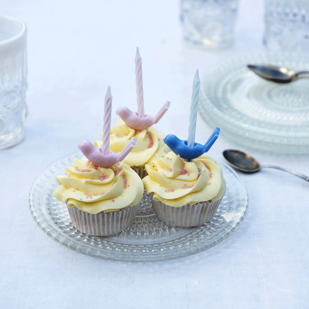 Set of 6 Pastel Bird Cake Candle Holders - Elegant Floral Wedding Centerpiece Decor by Rex London | Perfect for Birthday Parties, Baby Showers & Spring Tea Events