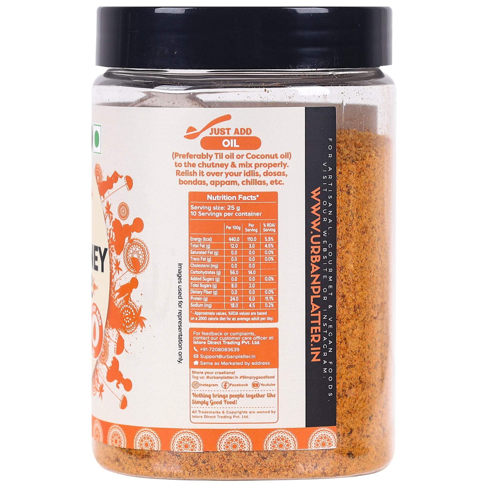 Urban Platter Instant Idli Chutney Powder - 250g | Authentic South Indian Spice Mix for Idli, Dosa & Vada | Perfect for Breakfast, Snacks & Indian Cooking