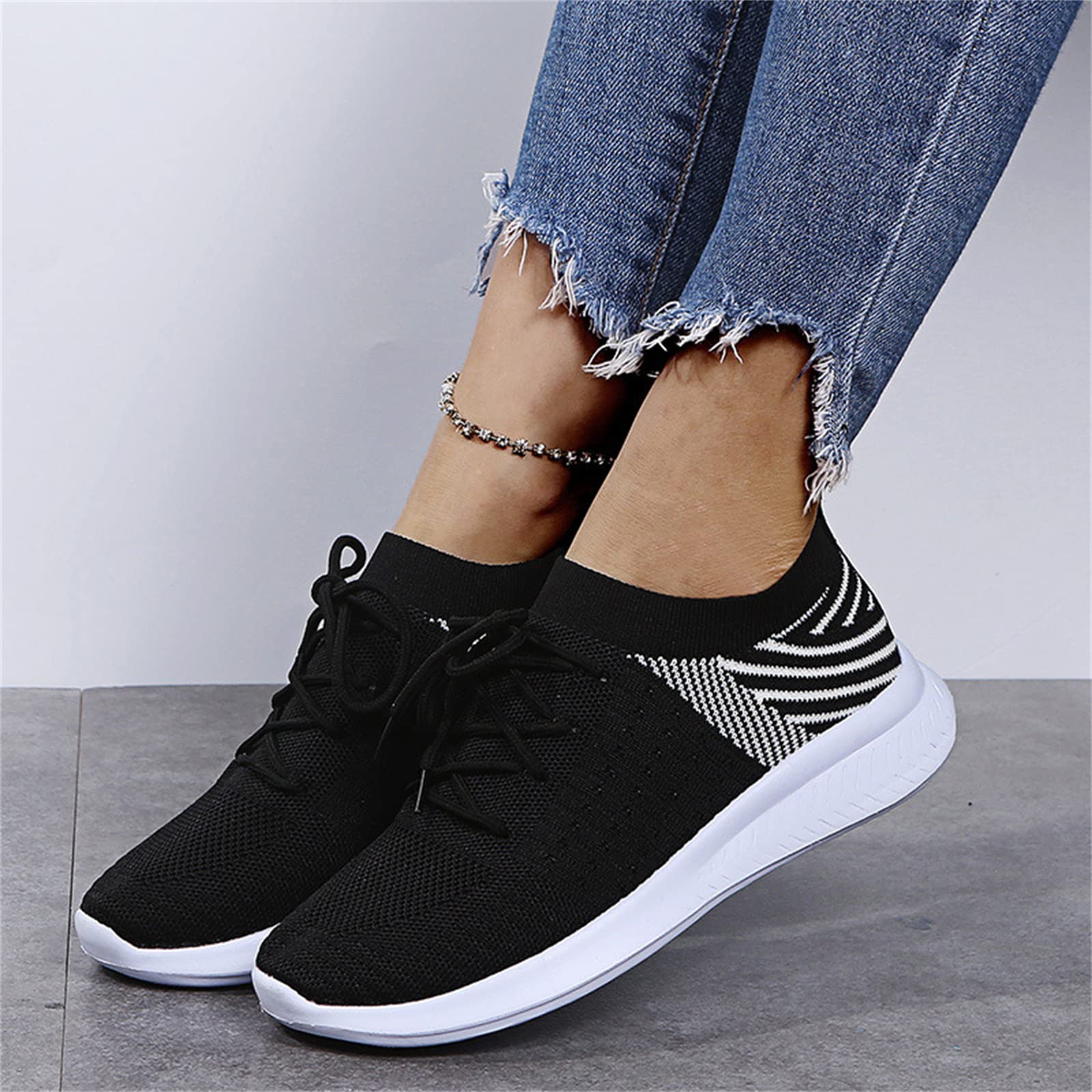 Lausiuoe Women's Fashion Sneakers - Slip On Running Shoes for Women, Lightweight Breathable Mesh Walking Tennis Shoes, Casual Comfortable Footwear for Daily Wear, Gym, Workout & Travel