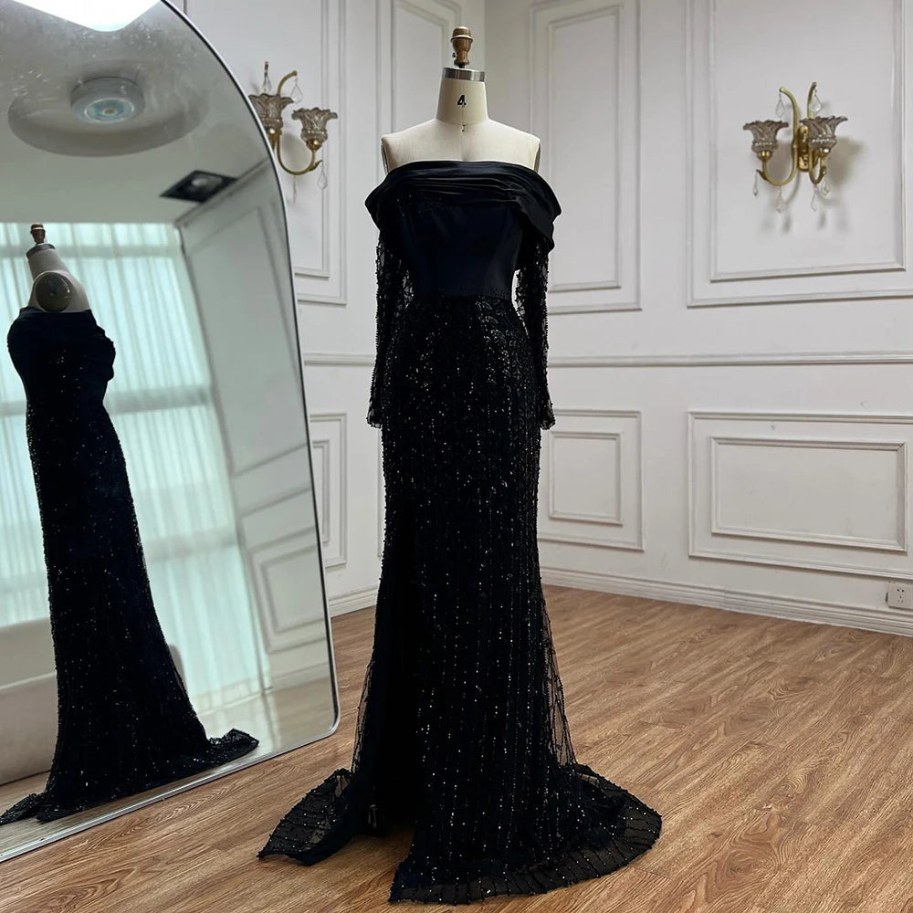 Elegant Black Evening Gown by Luxury Designer - Perfect for Prom, Wedding & Formal Events | LA72969