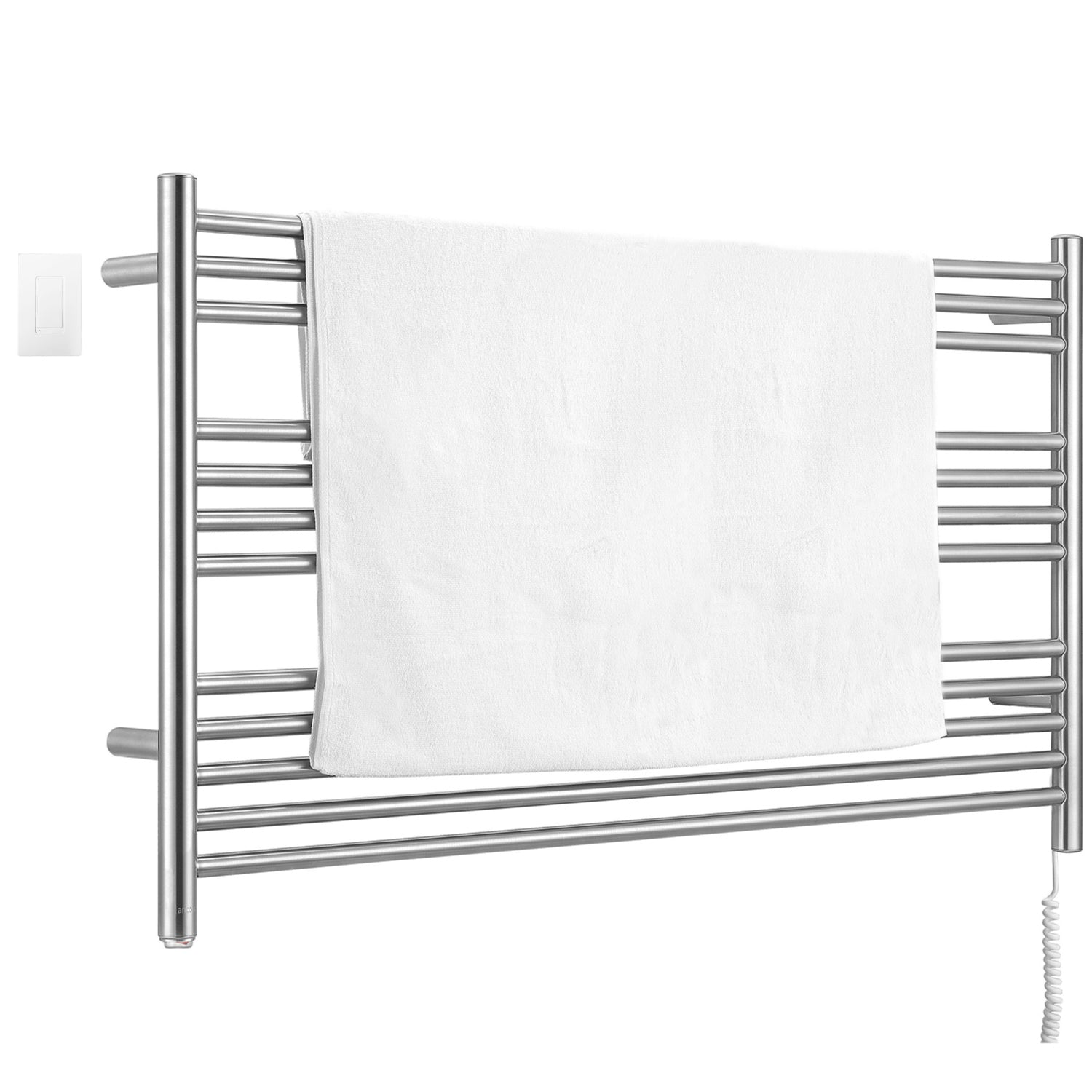 Ancona Amplia Dual 12 Bar Hardwired & Plug-in Electric Towel Warmer - Brushed Stainless Steel with WiFi Timer - Perfect for Bathroom, Spa & Luxury Home Use