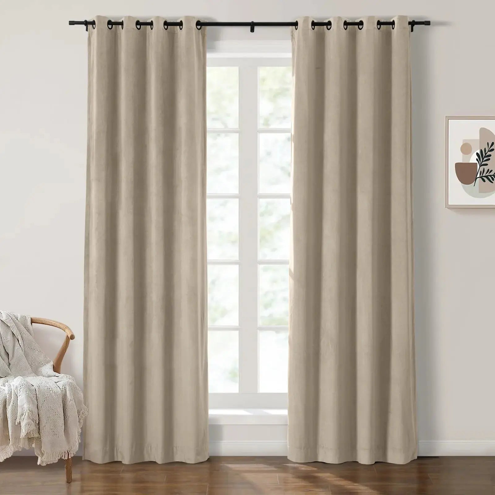 Luxury Velvet Grommet Curtains for Living Room & Bedroom - Blackout Thermal Insulated Drapes - Birkin Style Elegant Window Treatments for Home Decor