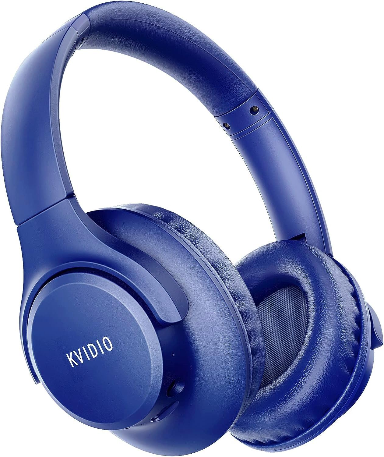 KVIDIO Bluetooth Over-Ear Headphones - 65H Playtime, Built-in Mic, Foldable & Lightweight with Deep Bass & HiFi Stereo Sound for Travel, Work, Gaming, PC & Smartphones (Blue) | Perfect for Commuting, Office Use & Entertainment