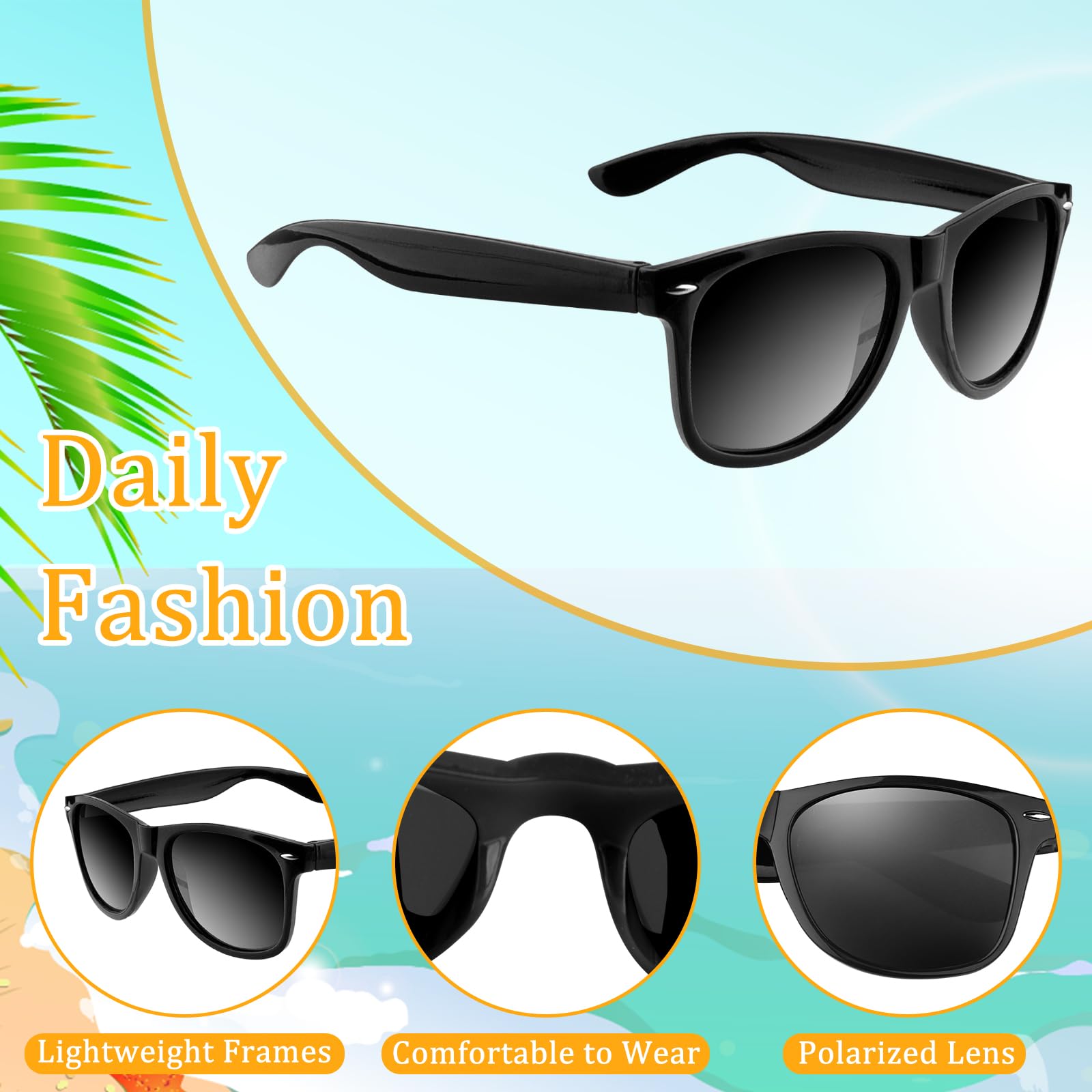 ASTARON Black Sunglasses Bulk Pack (6/12/24/48 Pieces) - UV Protection Party Sunglasses for Summer, Beach, Pool, Birthday & Wedding Events - Perfect for Outdoor Parties, Festivals and Giveaways