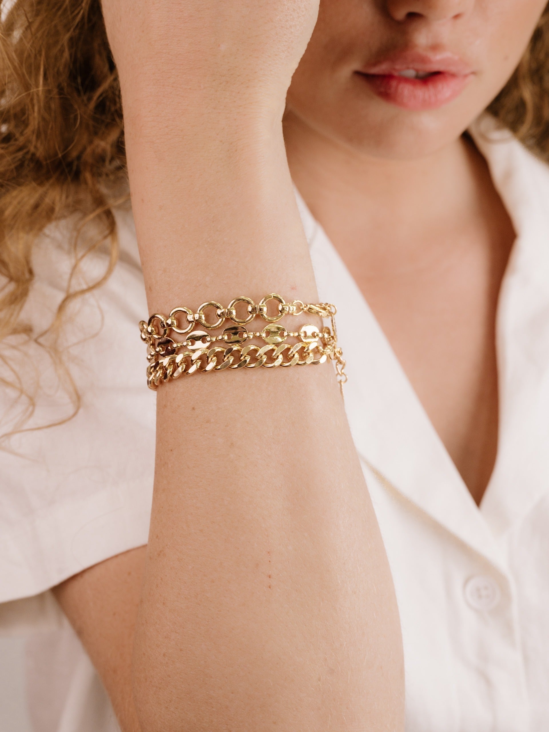 Might & Chain Bracelet Set for Women - Stainless Steel Adjustable Bangle Cuff Jewelry - Perfect for Everyday Wear, Gifts & Special Occasions