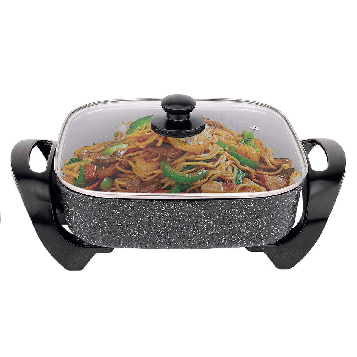 Stone Electric Fry Pan - Nonstick Skillet with Adjustable Temperature for Perfect Cooking - Ideal for Pancakes, Eggs, and Stir-Fry at Home