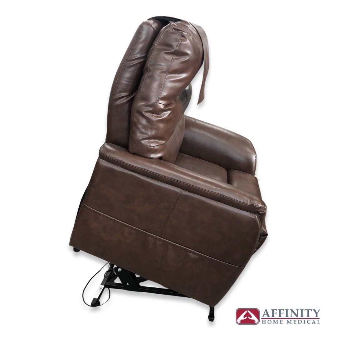 ELARA PR 118 3-Position Lift Chair Recliner - Chestnut Vinyl Upholstery - Power Lift Assist for Elderly & Mobility - Perfect for Living Room, Bedroom & Recovery Use
