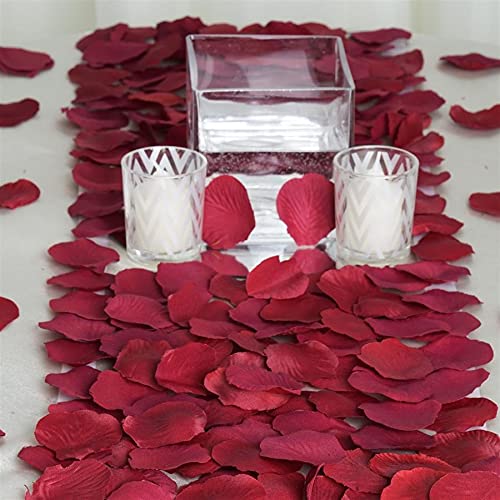 Burgundy Silk Rose Petals - 200pcs Realistic Balsa Circle Flower Petals for Wedding Decor, Party Supplies, Bridal Shower & Romantic Scatter Petals - Perfect for Aisle, Table Centerpieces & Photo Backdrops