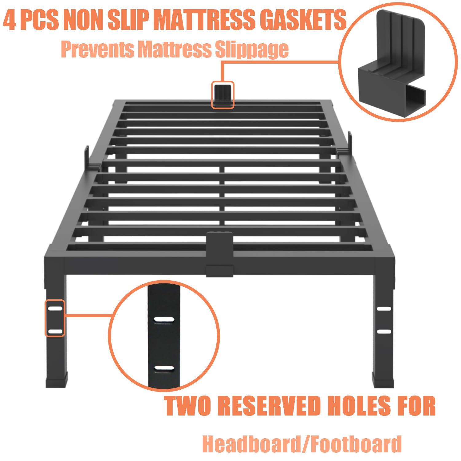 FUIOBYVV 14 Inch Heavy Duty Metal Twin Bed Frame - Supports Up to 3500 lbs, No Box Spring Needed, Sturdy Steel Slat Design, Noise Free & Easy Assembly - Perfect for Kids Rooms, Guest Beds & Small Spaces