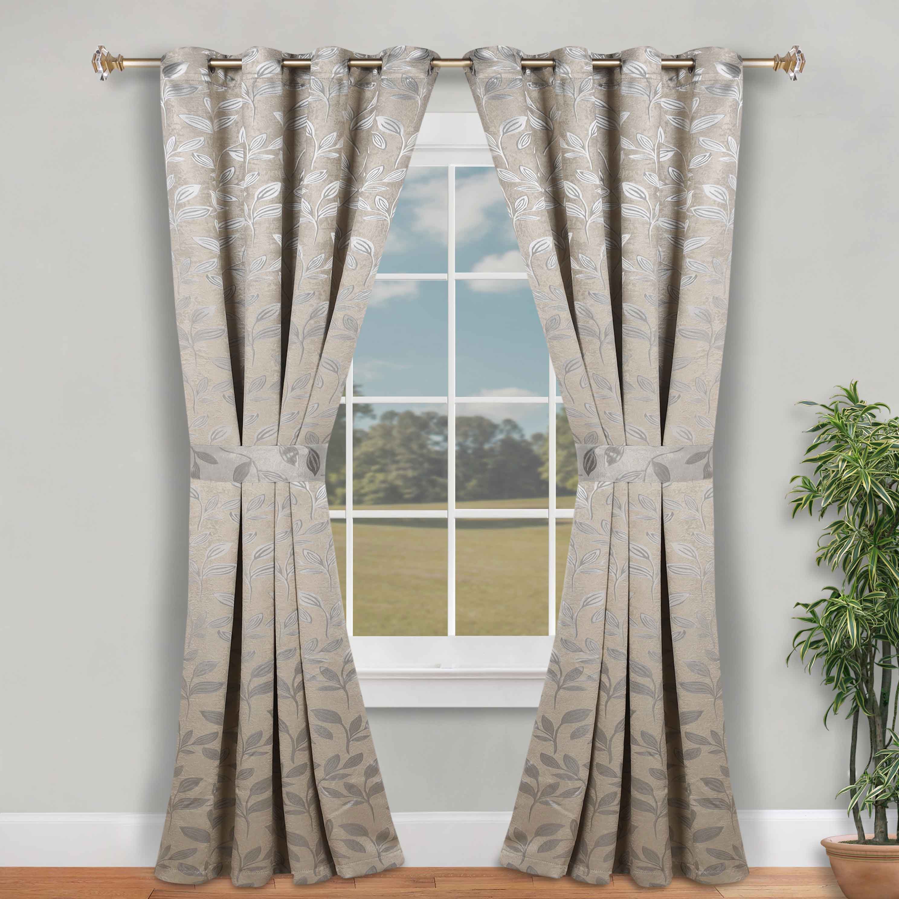 Blackout Curtains for Bedroom - Set of 2 Panels, 100% Room Darkening Thermal Insulated Drapes with Leaves Pattern - Perfect for Nursery, Home Theater & Light Sleepers