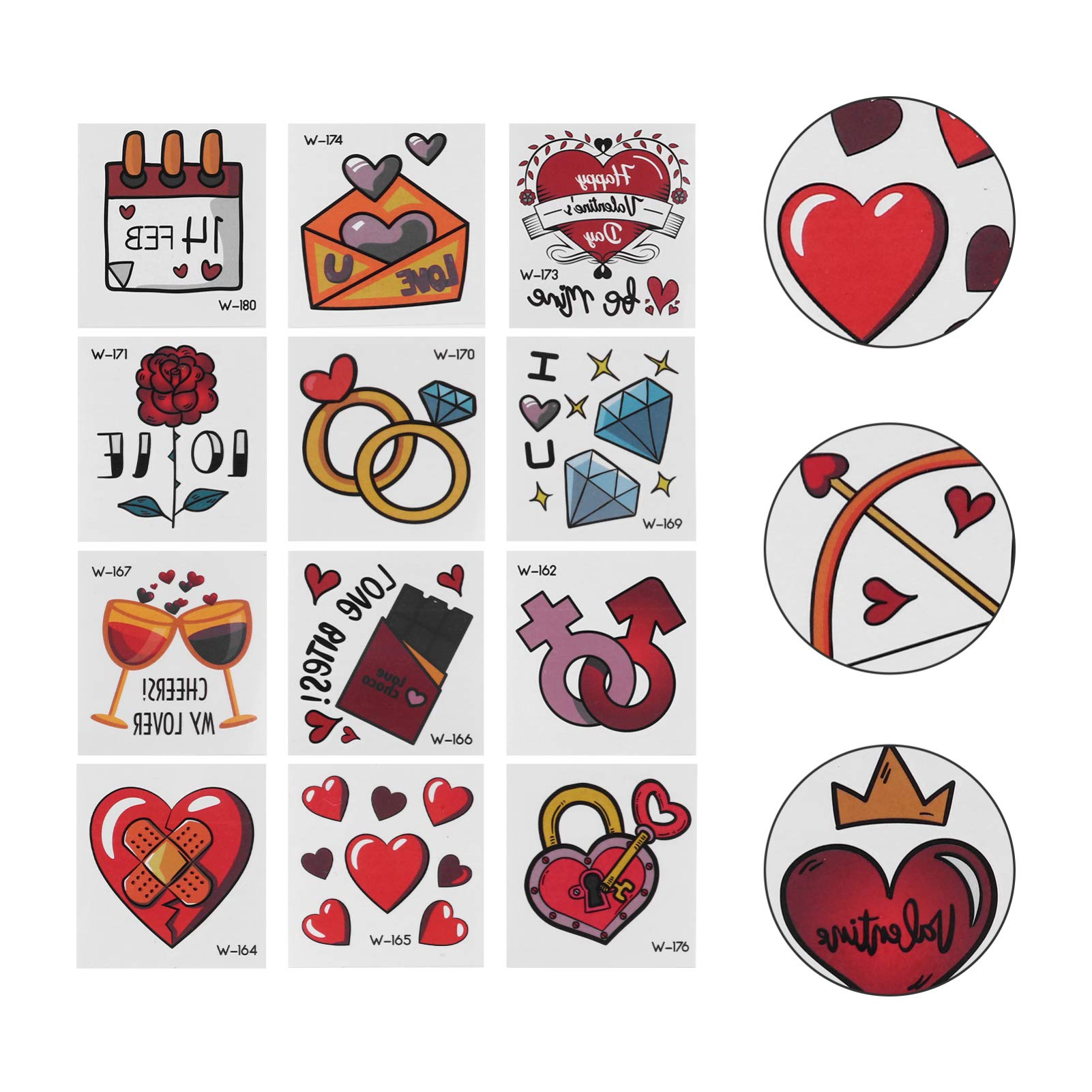EXCLUZO 40 Sheets Heart Shaped Temporary Tattoos - Cute Cartoon Body Art Stickers for DIY Crafts, Party Favors & Holiday Decorations - Perfect for Adults, Teens & Festival Events