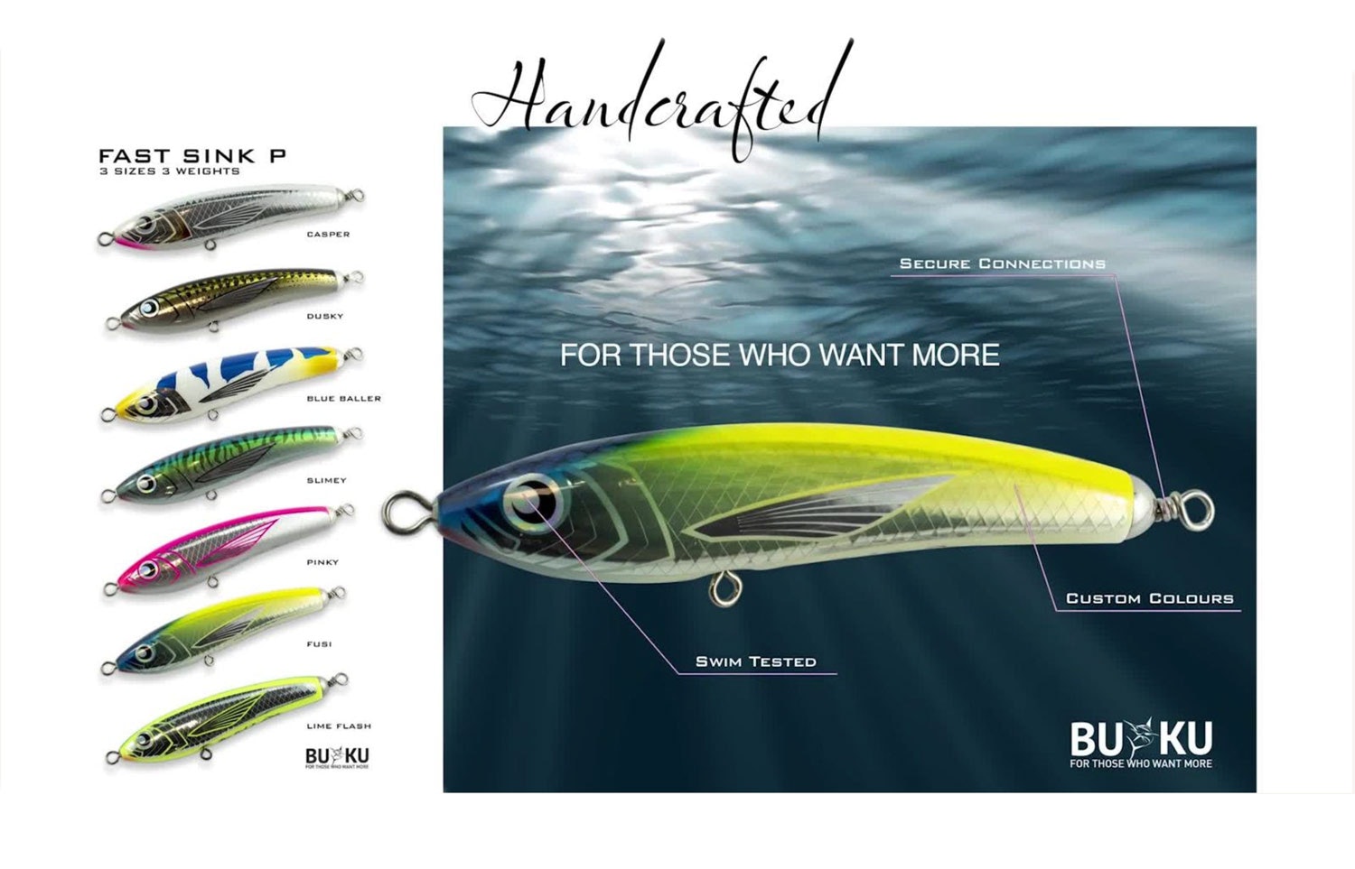 Buku Lures Fast Sinking Fishing Lures - Premium Saltwater & Freshwater Bass Fishing Lures for Professional Anglers - Perfect for Deep Water Fishing and Tournament Use