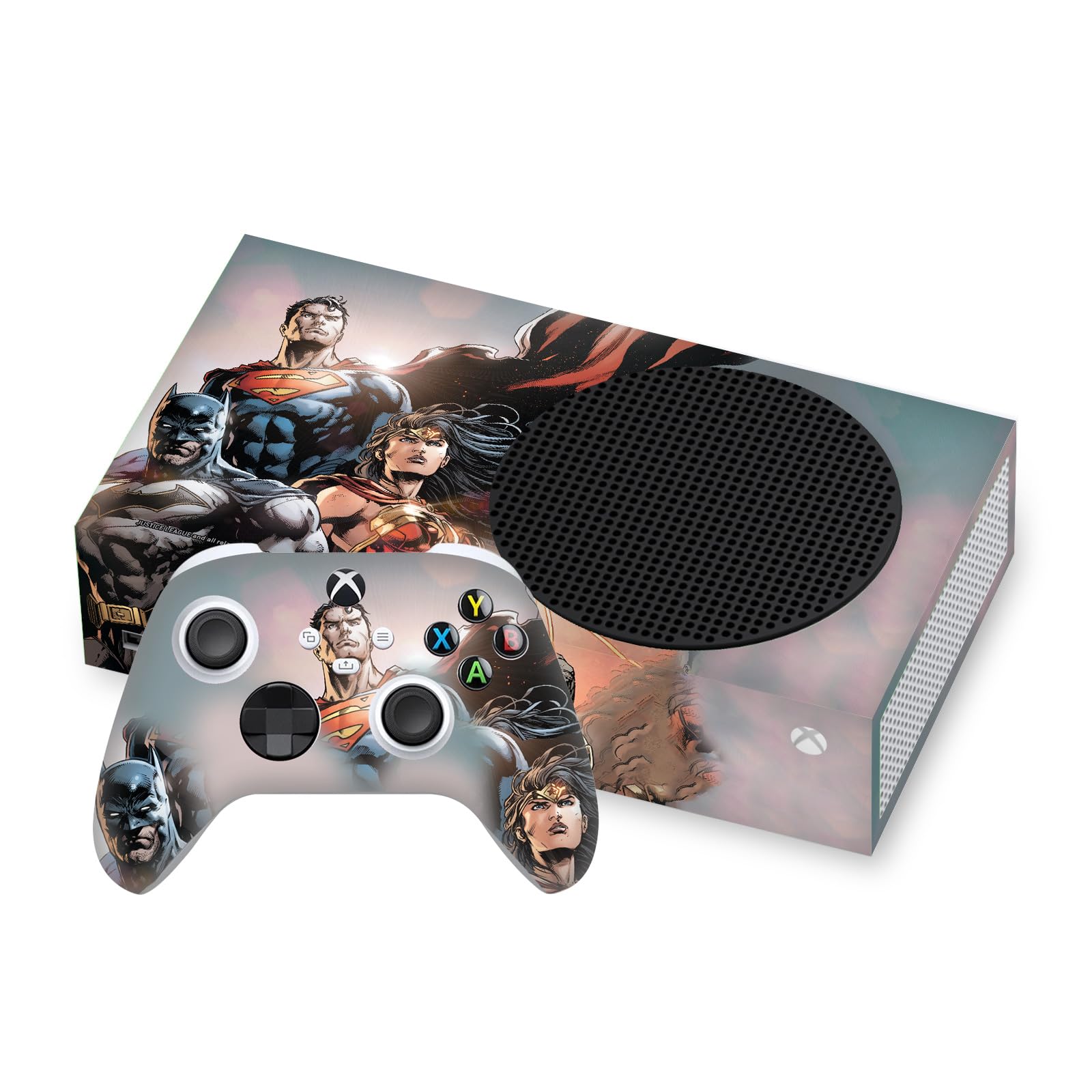 Official Justice League DC Comics Rebirth Trinity #1 Vinyl Gaming Skin Sticker Decal Compatible with Xbox Series S Console & Controller Bundle - Customize Your Gaming Setup for Ultimate Style