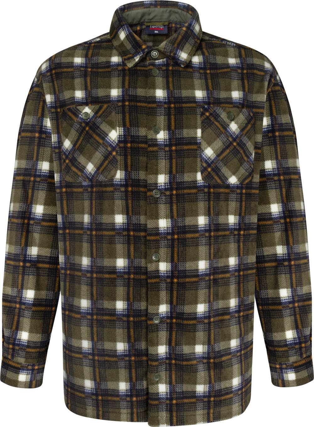 Espionage Men's Plus Size SH400 Check Fleece Overshirt Jacket - Warm & Stylish Casual Wear for Outdoor Activities & Layering