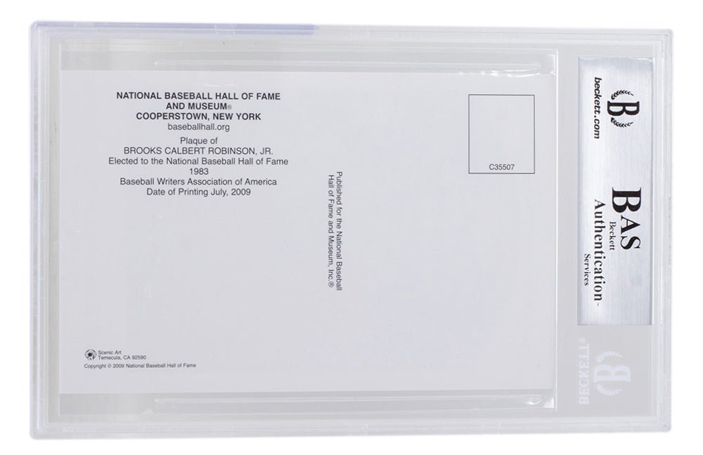 Brooks Robinson Autographed Baltimore Orioles Hall of Fame Plaque Postcard - BAS 105 Certified - Perfect for Baseball Memorabilia Collections & Sports Fan Gifts